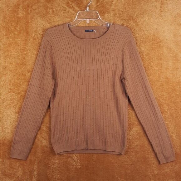 MAGASCHONI Womens Sweater XL Brown Pullover Crew Ribbed Knit Stretch - Picture 1 of 6